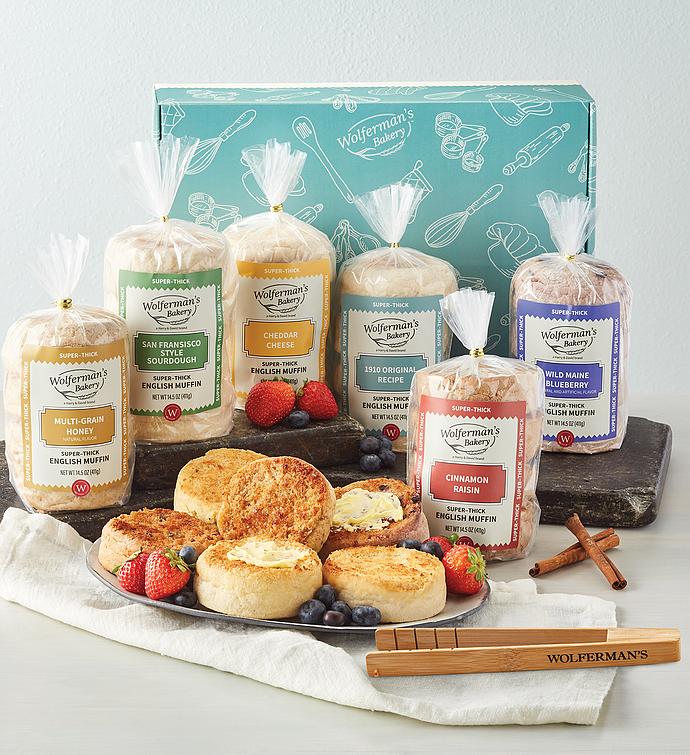 Mix & Match Super-Thick English Muffins Gift Box with Tongs - 6 Packages